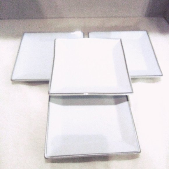 White Rim Square Stoneware Plates, Desser Plates, Bread Plates, Fruit Plates - Picture 11 of 12